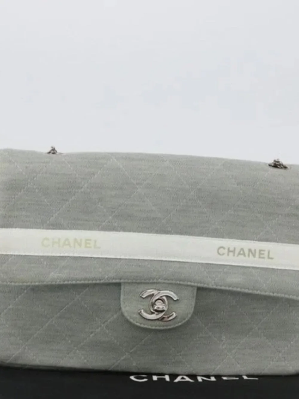 CHANEL Matelasse 26 Chain Shoulder Bag Jersey Gray Silver CC Auth 170659A